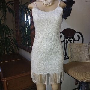 Silver Sequin Embellished Mini Dress